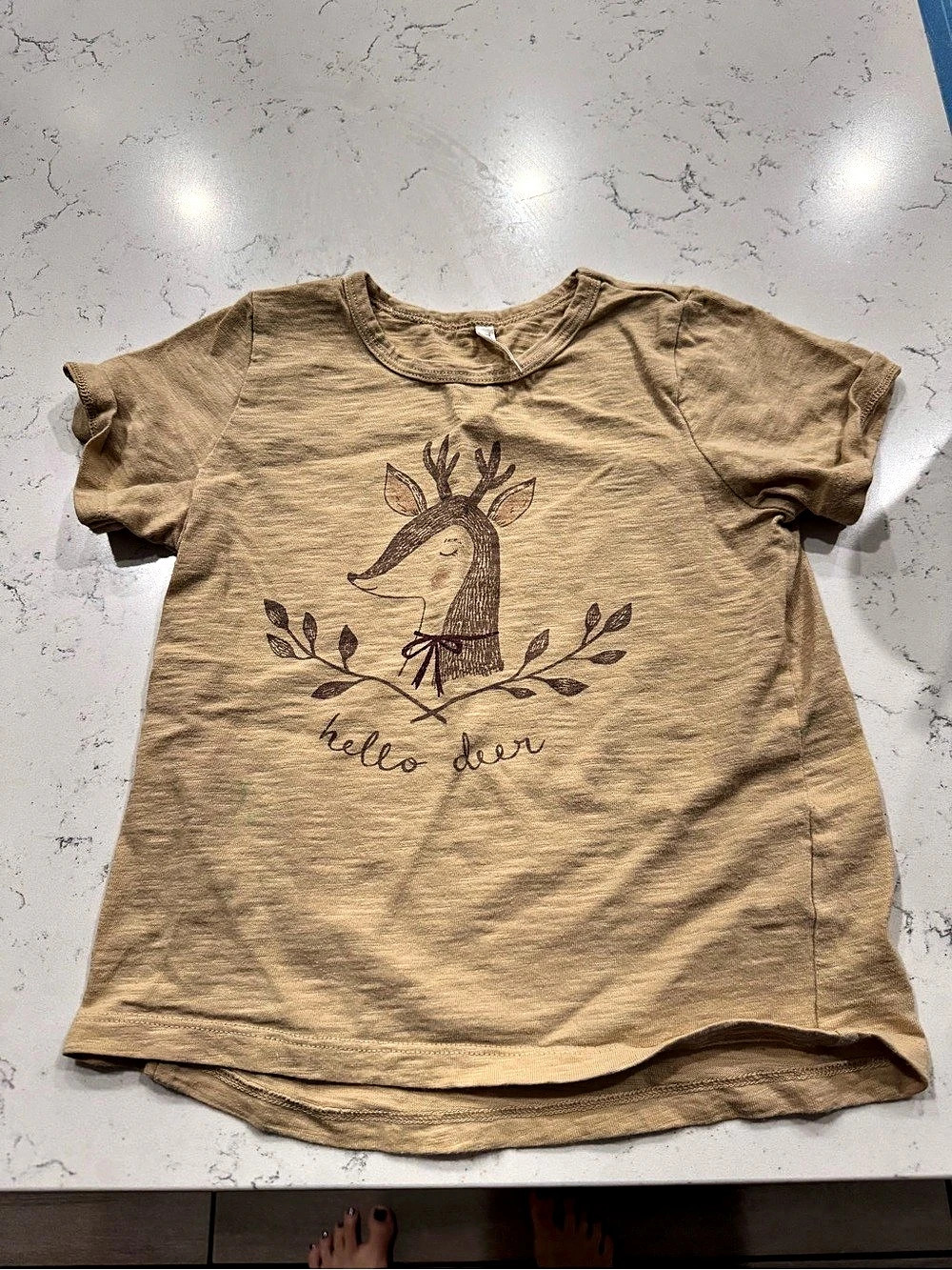 Rylee + Cru Hello Deer Basic Tee Kids Short Sleeve Graphic Tee